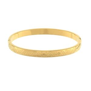 Engraved Clover Bangle Bracelet